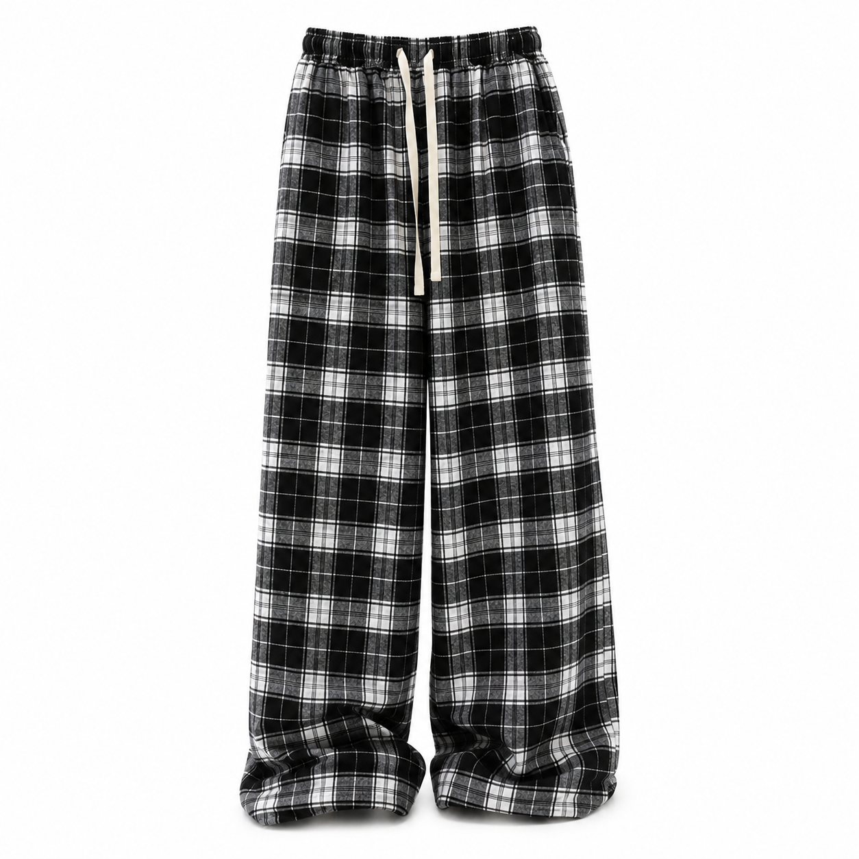 Aria Plaid Wide-Leg Trousers