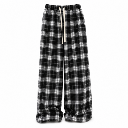 Aria Plaid Wide-Leg Trousers