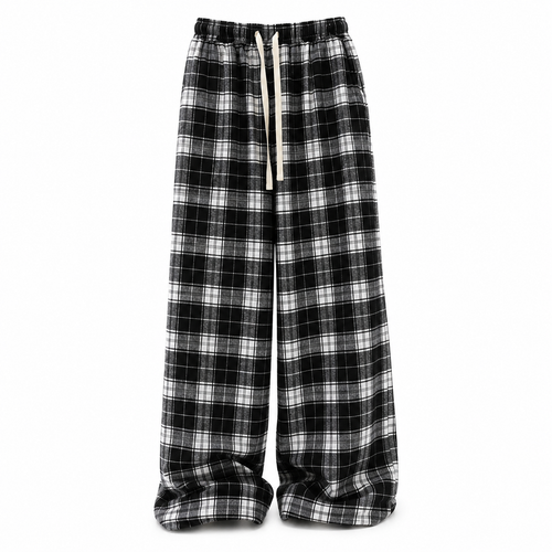 Aria Plaid Wide-Leg Trousers
