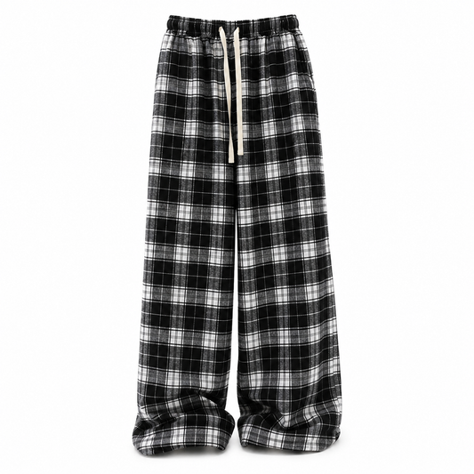 Aria Plaid Wide-Leg Trousers